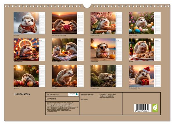 Produktbild: Stachelstars (Wandkalender 2026 DIN A3 quer), CALVENDO Monatskalender