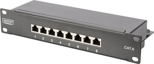 'Digitus DN-91608S 8 Port Netzwerk-Patchpanel 254mm (10') CAT 6 1 HE Bestückt'