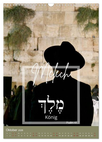 Produktbild: Israel und hebr&auml;ische Namen Gottes (Wandkalender 2026 DIN A3 hoch), CALVENDO Monatskalender