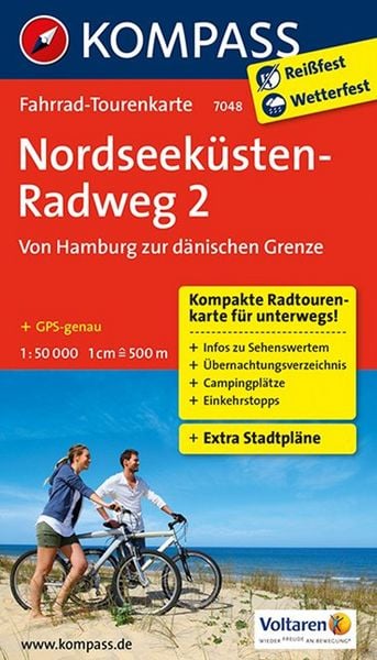 Produktbild: KOMPASS Fahrrad-Tourenkarte Nordseek&uuml;stenradweg 2, von Hamburg/Elbe zur d&auml;nischen Grenze, 1:50.000