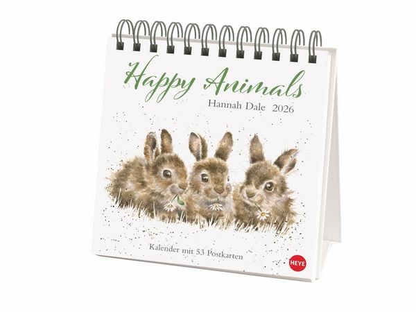Produktbild: Hannah Dale: Happy Animals Premium-Postkartenkalender 2026