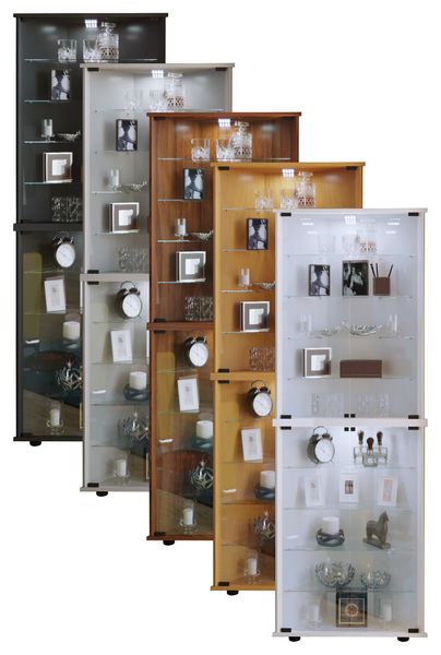 Produktbild: Holz Glas Eckvitrine Vitrine Sammelvitrine Jecka