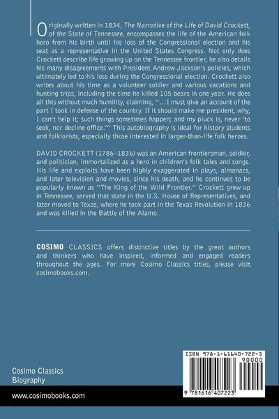 Produktbild: A Narrative of the Life of David Crockett of the State of Tennessee
