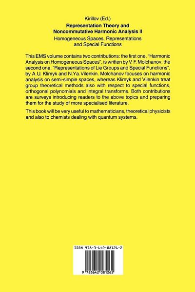 Produktbild: Representation Theory and Noncommutative Harmonic Analysis II