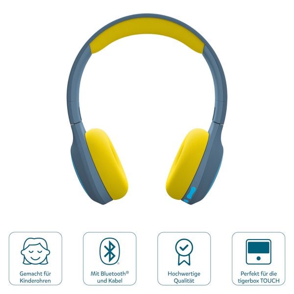 Produktbild: tigerbuddies Bluetooth Kinderkopfh&ouml;rer Royal Sun ( dunkelblau / gelb )