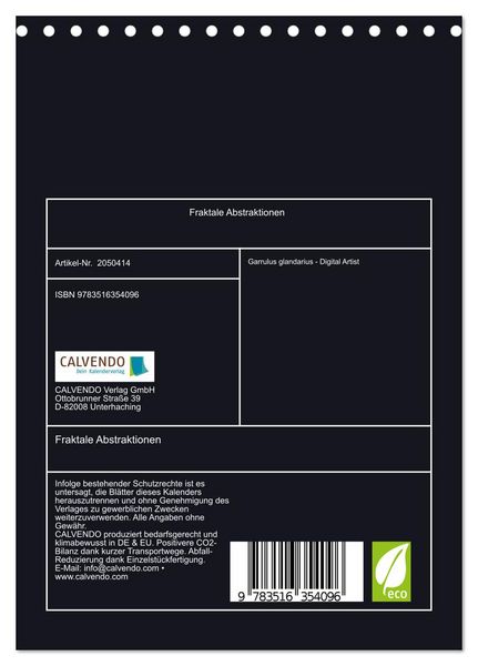 Produktbild: Fraktale Abstraktionen (Tischkalender 2026 DIN A5 hoch), CALVENDO Monatskalender