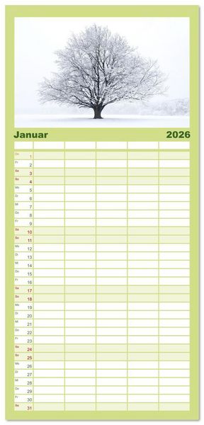 Produktbild: Familienplaner 2026 - Die Buche: 12 Baumportr&auml;ts mit 5 Spalten (Wandkalender, 21 x 45 cm) CALVENDO