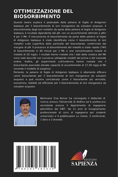Produktbild: OTTIMIZZAZIONE DEL BIOSORBIMENTO