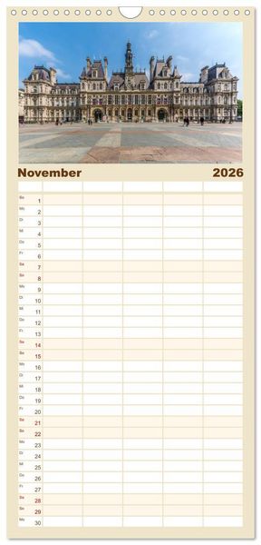 Produktbild: Familienplaner 2026 - PARIS Franz&ouml;sisches Flair und Historie mit 5 Spalten (Wandkalender, 21 x 45 cm) CALVENDO