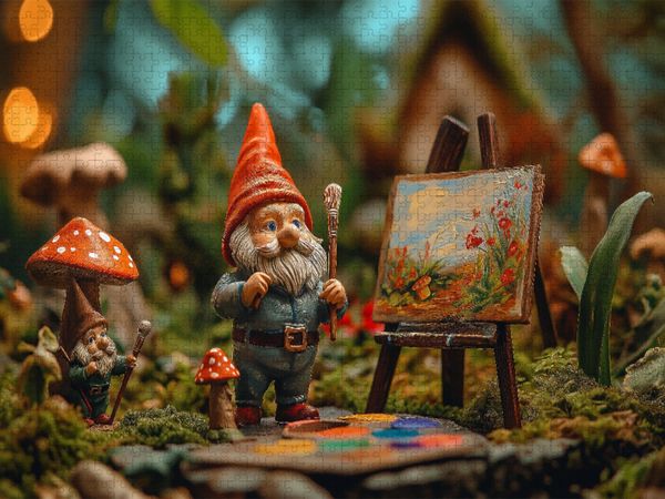 Produktbild: CALVENDO Puzzle Der K&uuml;nstler-Gartenzwerg am Werk | 2000 Teile Lege-Gr&ouml;&szlig;e 90x67cm Foto-Puzzle f&uuml;r gl&uuml;ckliche Stunden