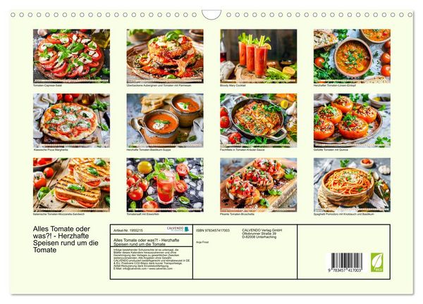 Produktbild: Alles Tomate oder was?! - Herzhafte Speisen rund um die Tomate (Wandkalender 2026 DIN A3 quer), CALVENDO Monatskalender