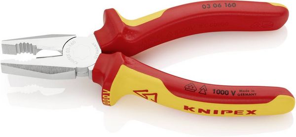 Produktbild: Knipex 03 06 160 VDE Kombizange 160mm DIN ISO 5746, DIN EN 60900