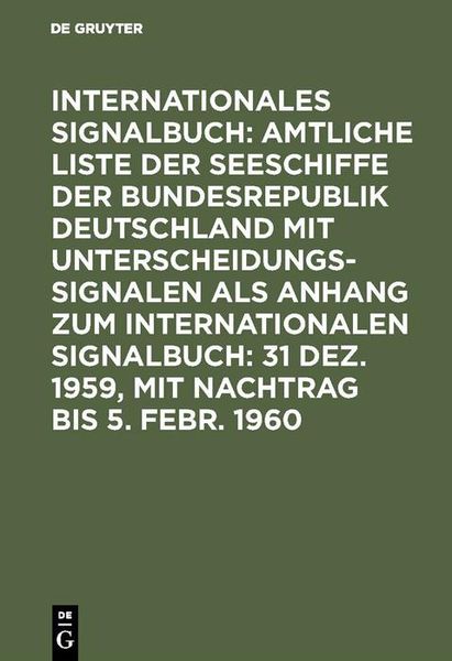 Produktbild: 31 Dez. 1959, mit Nachtrag bis 5. Febr. 1960