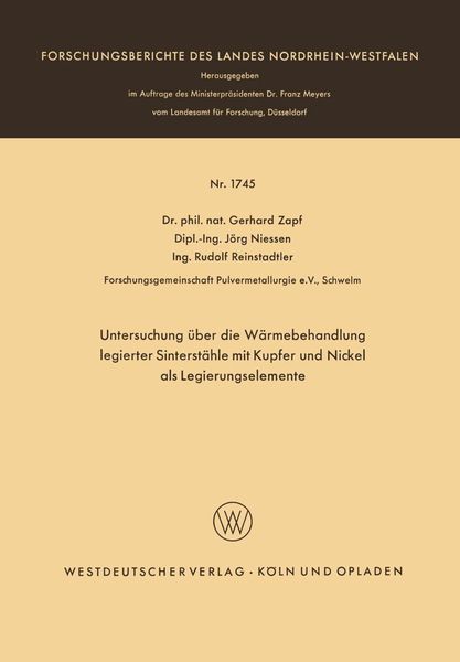 Produktbild: Untersuchung &uuml;ber die W&auml;rmebehandlung legierter Sinterst&auml;hle mit Kupfer und Nickel als Legierungselemente