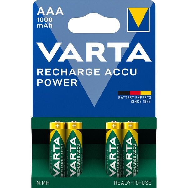 Varta Batterien RECHARGE ACCU Power AAA 1000mAh 4 Stück