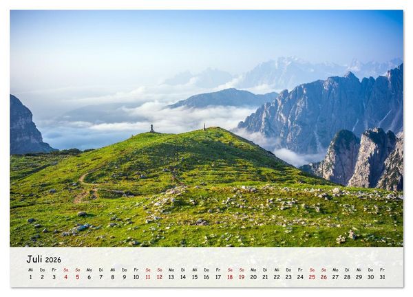 Produktbild: Drei Zinnen-Wanderung: Vom Misurinasee bis nach oben zum Rienzplateau (Wandkalender 2026 DIN A2 quer), CALVENDO Monatskalender