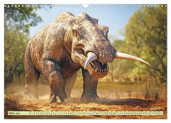 Produktbild: Urzeittiere - KI-Fantasiebilder (Wandkalender 2026 DIN A3 quer), CALVENDO Monatskalender