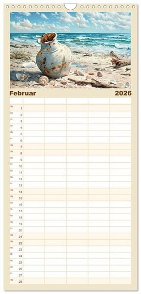 Produktbild: Familienplaner 2026 - Strandgut mit 5 Spalten (Wandkalender, 21 x 45 cm) CALVENDO