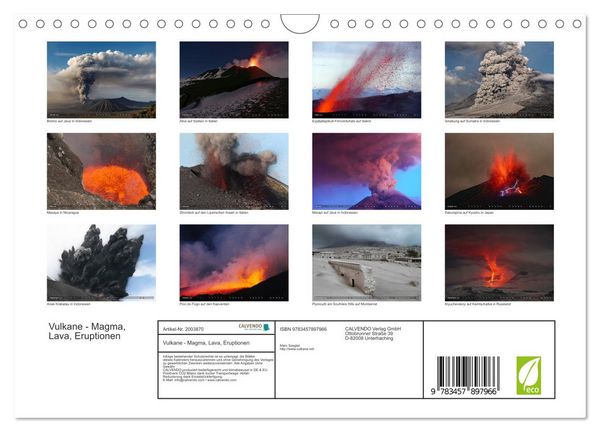 Produktbild: Vulkane - Magma, Lava, Eruptionen (Wandkalender 2026 DIN A4 quer), CALVENDO Monatskalender