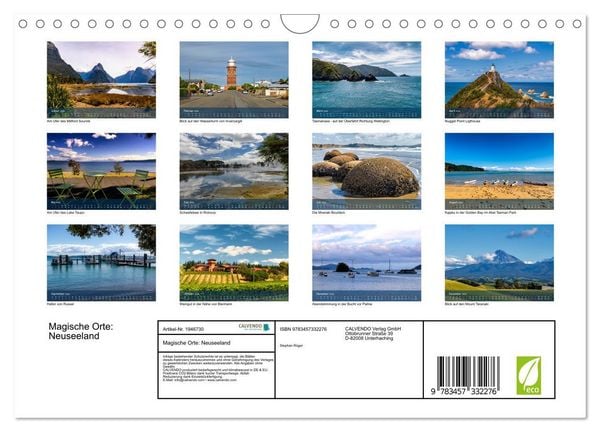 Produktbild: Magische Orte: Neuseeland (Wandkalender 2026 DIN A4 quer), CALVENDO Monatskalender