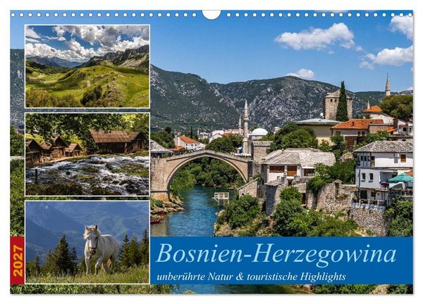 Produktbild: Bosnien-Herzegowina, unber&uuml;hrte Natur und touristische Highlights (Wandkalender 2027 DIN A3 quer), CALVENDO Monatskalender