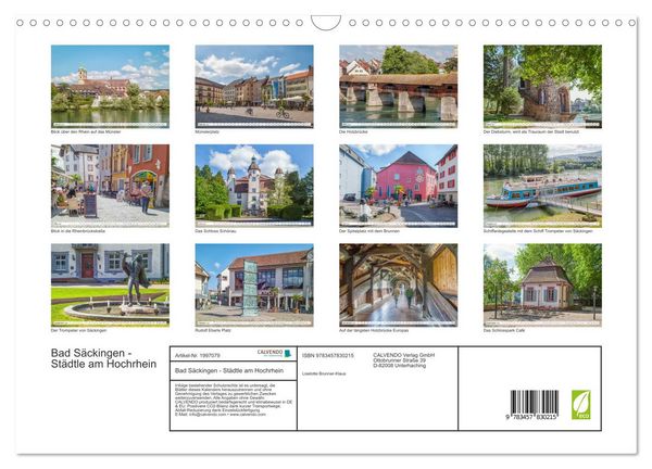 Produktbild: Bad S&auml;ckingen - St&auml;dtle am Hochrhein (Wandkalender 2026 DIN A3 quer), CALVENDO Monatskalender