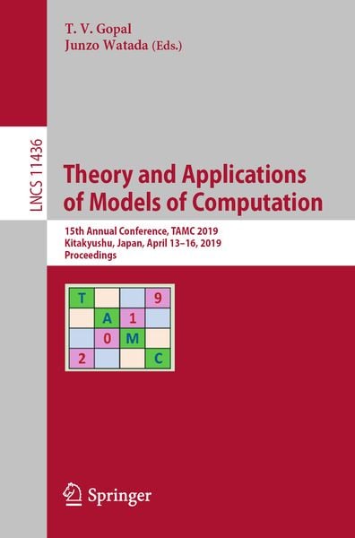 Produktbild: Theory and Applications of Models of Computation