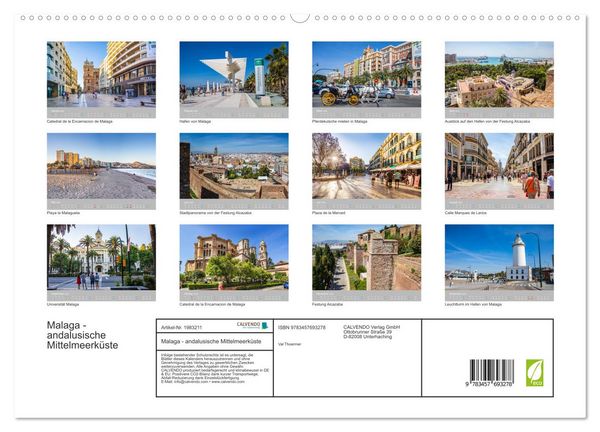 Produktbild: Malaga - andalusische Mittelmeerk&uuml;ste (hochwertiger Premium Wandkalender 2026 DIN A2 quer), Kunstdruck in Hochglanz