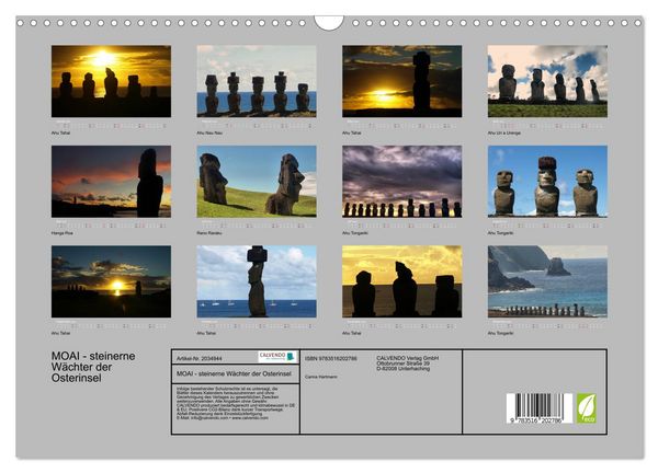 Produktbild: MOAI - steinerne W&auml;chter der Osterinsel (Wandkalender 2026 DIN A3 quer), CALVENDO Monatskalender