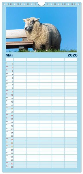 Produktbild: Familienplaner 2026 - Gr&uuml;&szlig;e von Pellworm mit 5 Spalten (Wandkalender, 21 x 45 cm) CALVENDO