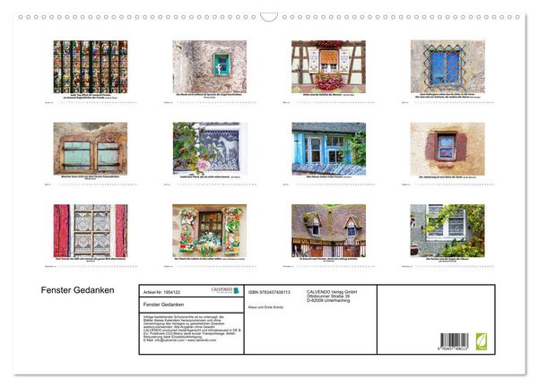 Produktbild: Fenster Gedanken (Wandkalender 2026 DIN A2 quer), CALVENDO Monatskalender