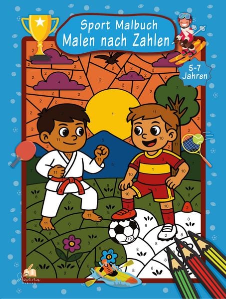 Produktbild: Malen nach Zahlen Sport Malbuch f&uuml;r Jungen ab 5&ndash;7 Jahren mit 50 Ausmalbildern