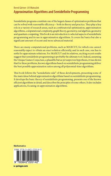 Produktbild: Approximation Algorithms and Semidefinite Programming