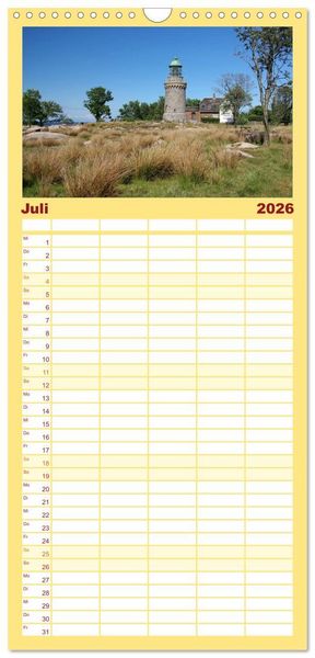 Produktbild: Familienplaner 2026 - Leuchtt&uuml;rme PUR mit 5 Spalten (Wandkalender, 21 x 45 cm) CALVENDO