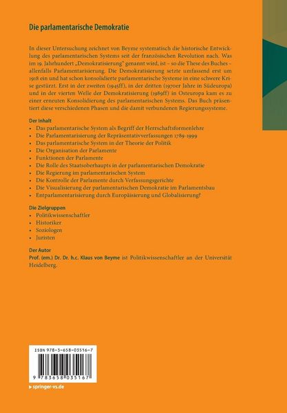 Produktbild: Die parlamentarische Demokratie
