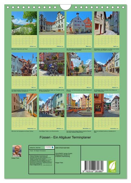 Produktbild: F&uuml;ssen - Ein Allg&auml;uer Terminplaner (Wandkalender 2026 DIN A4 hoch), CALVENDO Monatskalender