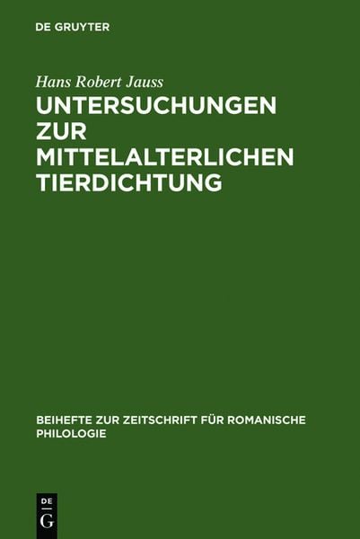 Produktbild: Untersuchungen zur mittelalterlichen Tierdichtung