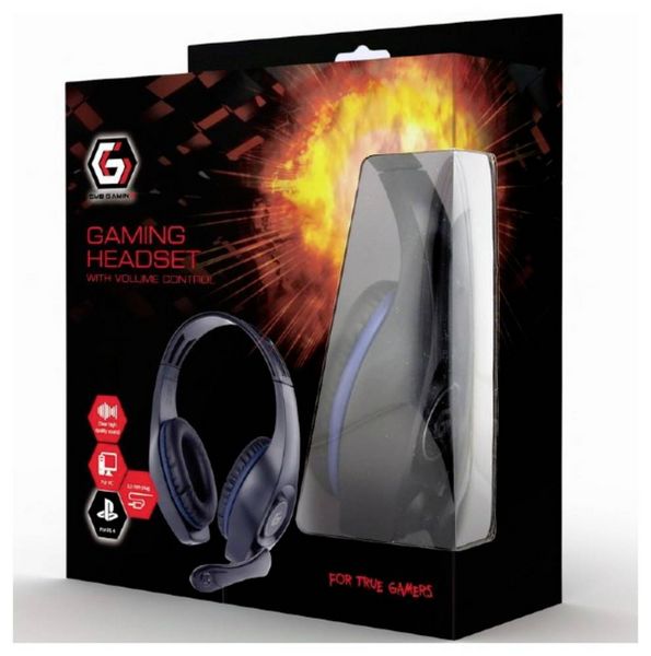 Produktbild: Gembird GHS-05-B On Ear Headset kabelgebunden Stereo Schwarz, Blau Lautst&auml;rkeregelung Gaming