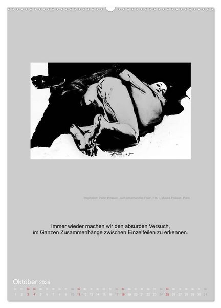 Produktbild: EROTISCHE BODYPAINTING ZITATE - HOMMAGE AN KLIMT, SCHIELE UND PICASSO (Wandkalender 2026 DIN A2 hoch), CALVENDO Monatskalender
