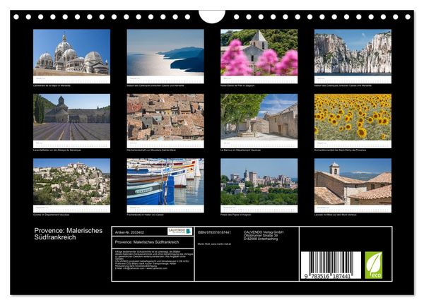 Produktbild: Provence: Malerisches S&uuml;dfrankreich (Wandkalender 2026 DIN A4 quer), CALVENDO Monatskalender