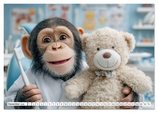 Produktbild: Affentheater - Kinderkalender mit lustigen Affen in verschiedenen Berufen (Wandkalender 2026 DIN A4 quer), CALVENDO Monatskalender