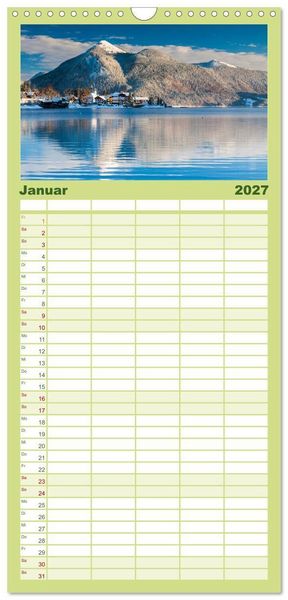 Produktbild: Familienplaner 2027 - Bayerische Landschaften mit 5 Spalten (Wandkalender, 21 x 45 cm) CALVENDO