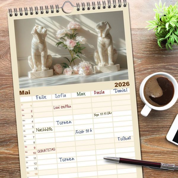 Produktbild: Familienplaner 2026 - Lichtvolle Stillleben mit 5 Spalten (Wandkalender, 21 x 45 cm) CALVENDO