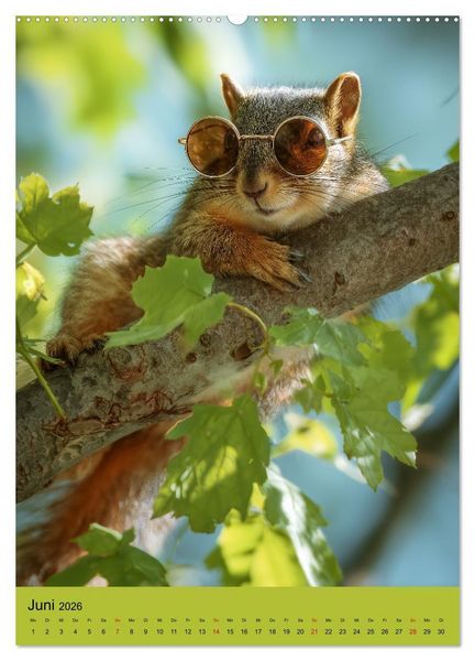 Produktbild: Eichh&ouml;rnchen Kalender - Tierkalender mit verr&uuml;ckten Eichk&auml;tzchen (Wandkalender 2026 DIN A2 hoch), CALVENDO Monatskalender