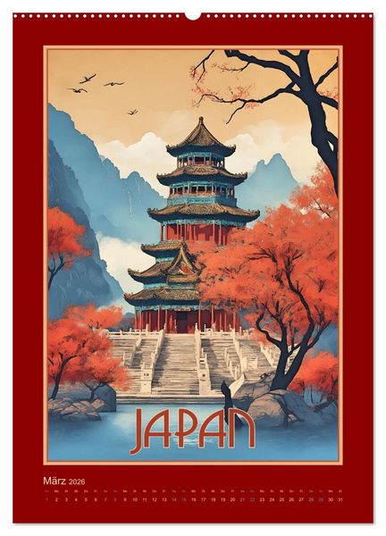 Produktbild: Exotic Travel Poster - nostalgische Abenteuerreisen um die Welt (Wandkalender 2026 DIN A2 hoch), CALVENDO Monatskalender