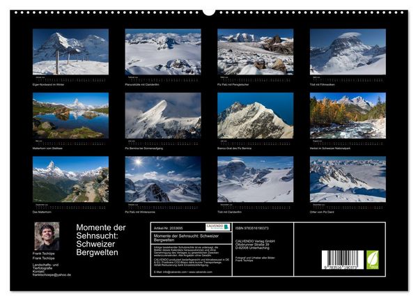 Produktbild: Momente der Sehnsucht: Schweizer Bergwelten (hochwertiger Premium Wandkalender 2026 DIN A2 quer), Kunstdruck in Hochglanz