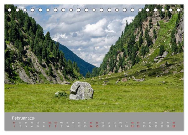 Produktbild: Das Stubaital in Tirol - Gipfelsturm und Gletscherseen (Tischkalender 2026 DIN A5 quer), CALVENDO Monatskalender