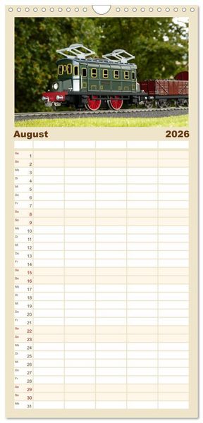 Produktbild: Familienplaner 2026 - Bahn-Nostalgie im Modell mit 5 Spalten (Wandkalender, 21 x 45 cm) CALVENDO