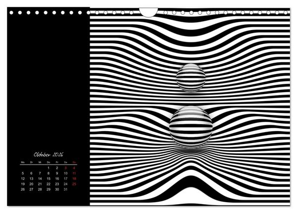 Produktbild: Optische Kunst im Quadrat (Wandkalender 2026 DIN A4 quer), CALVENDO Monatskalender