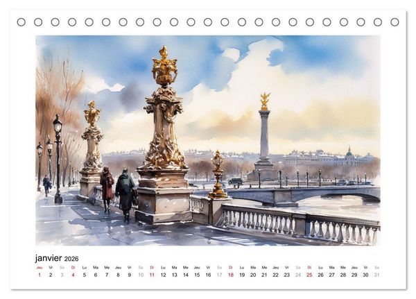 Produktbild: Paris, ville d'amour (Calendrier de bureau 2026 DIN A5 vertical), CALVENDO calendrier mensuel